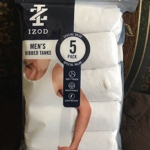 IZOD Men’s Ribbed Tank Top 5 Pack Large White